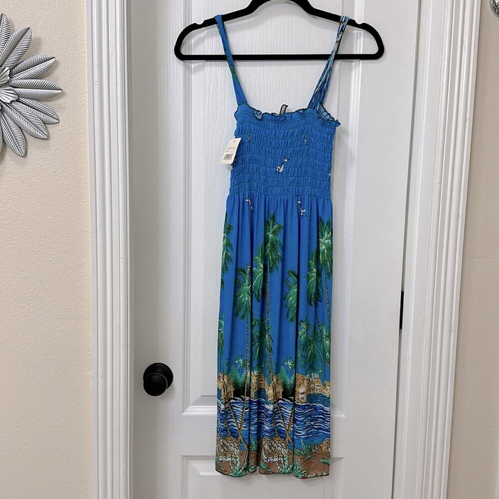 Laiti fashion blue and palm tree dress size L